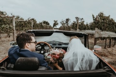 adam and chloe captured at their newstead vineyards wedding