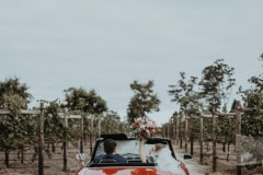 chloe and adam at newstead vineyards on their wedding day