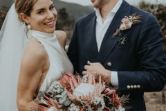 chloe and adam during their newstead vineyards wedding celebration