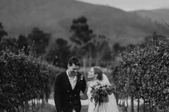 chloe and adam at their wedding at newstead vineyards