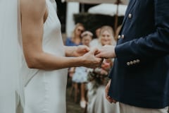 adam and chloe on their wedding day at newstead vineyards