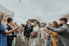a moment from chloe and adam's newstead vineyards wedding day
