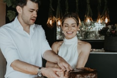 adam and chloe at newstead vineyards during their wedding day