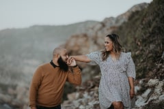 Gillian and Eddie during their engagement shoot at Robberg