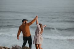 Engagement shoot portrait of Gillian and Eddie at Robberg