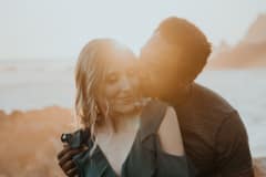 Couple shoot portrait of Jurgita and Karabo in Harkerville