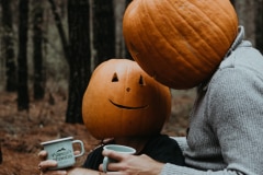 Tez alongside Sharyn at their Halloween couple shoot