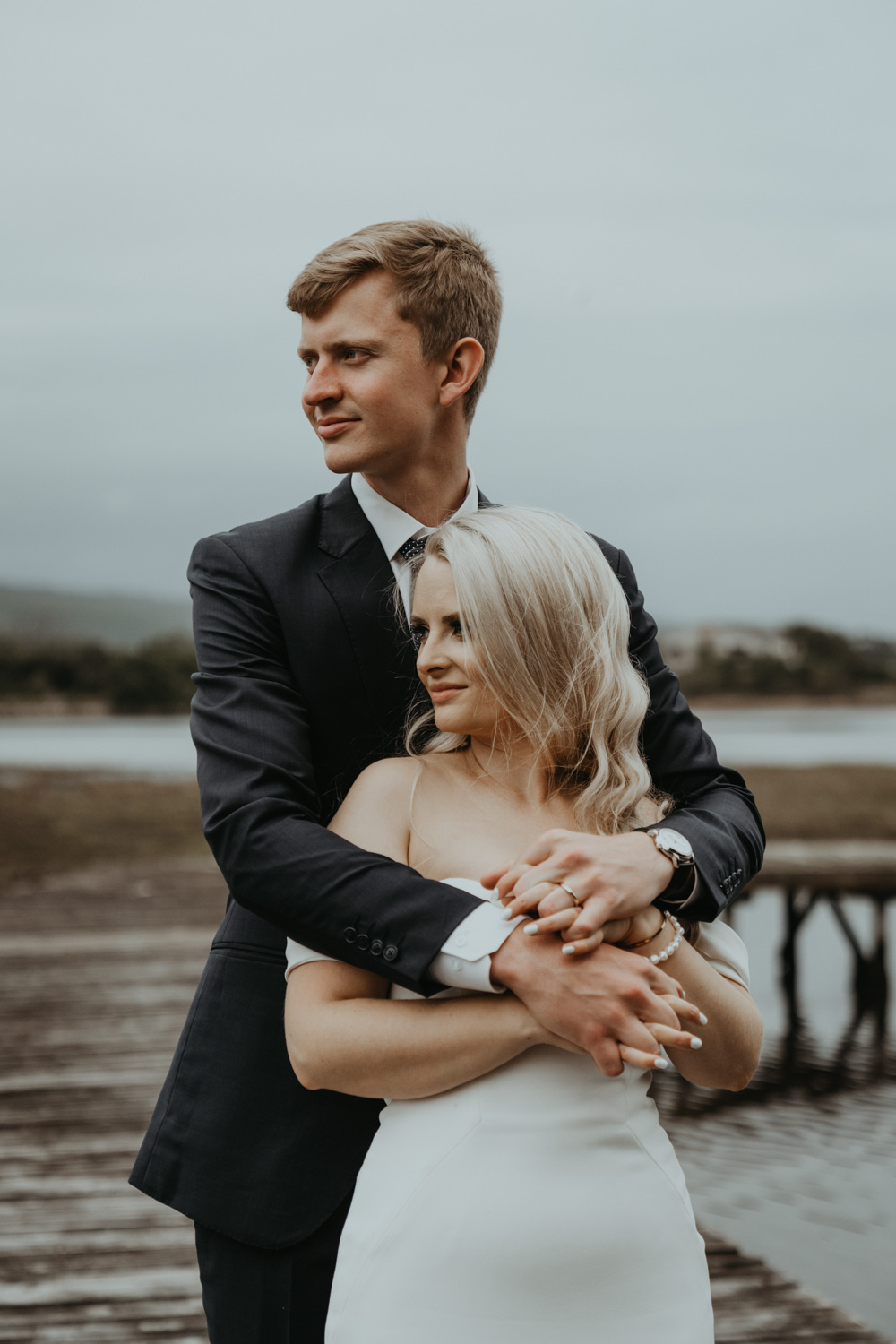 caysey and mike celebrating at their bitou vineyards wedding reception